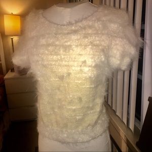 Unique Soft Cap-sleeve Cream Sweater